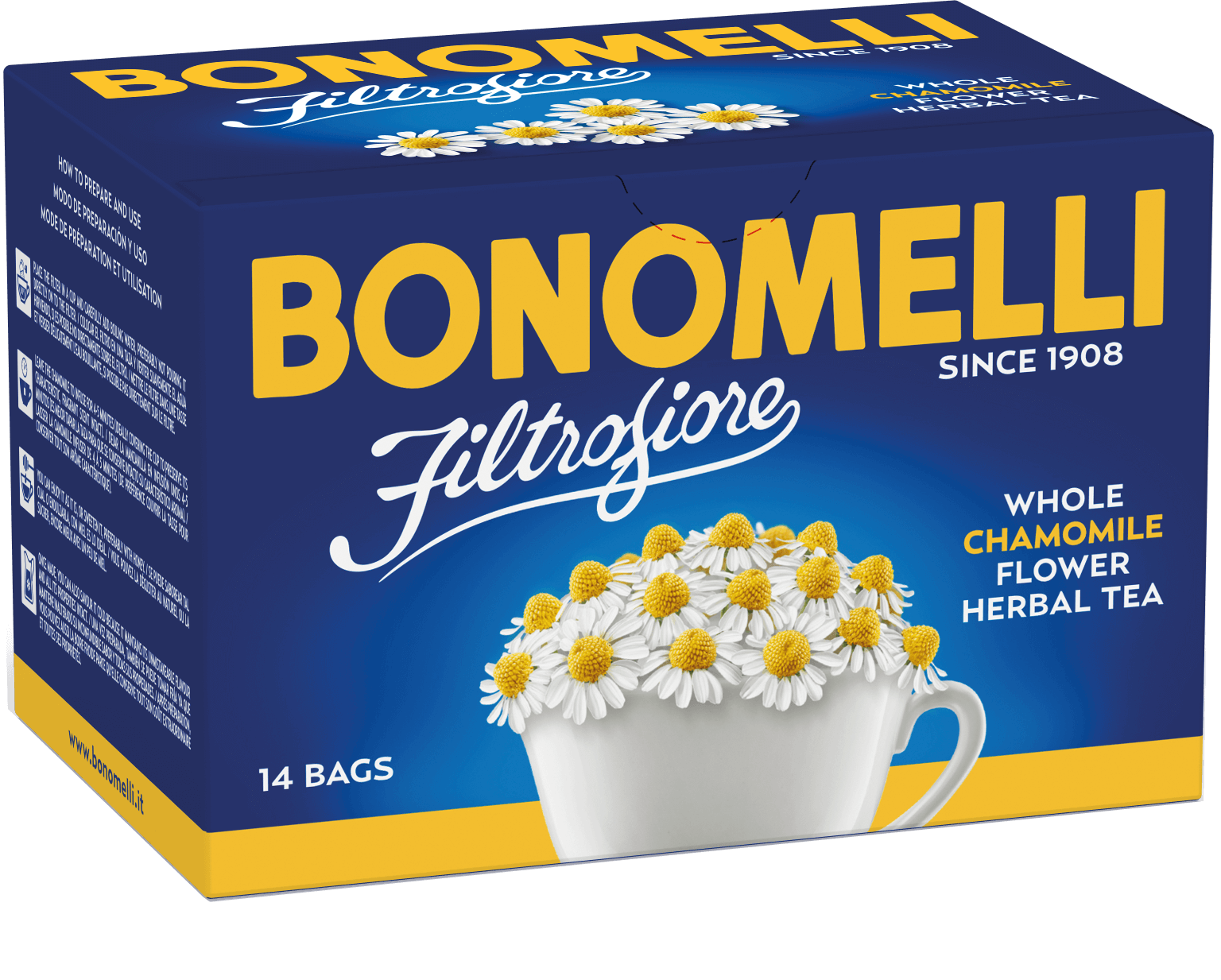 Bonomelli Chamomile Filtrofiore whole-flower infusion box