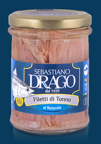 Sebastiano Drago tuna fillets in brine jar