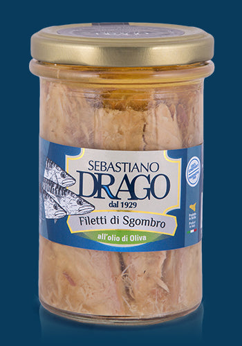 Sebastiano Drago mackerel fillets in olive oil jar